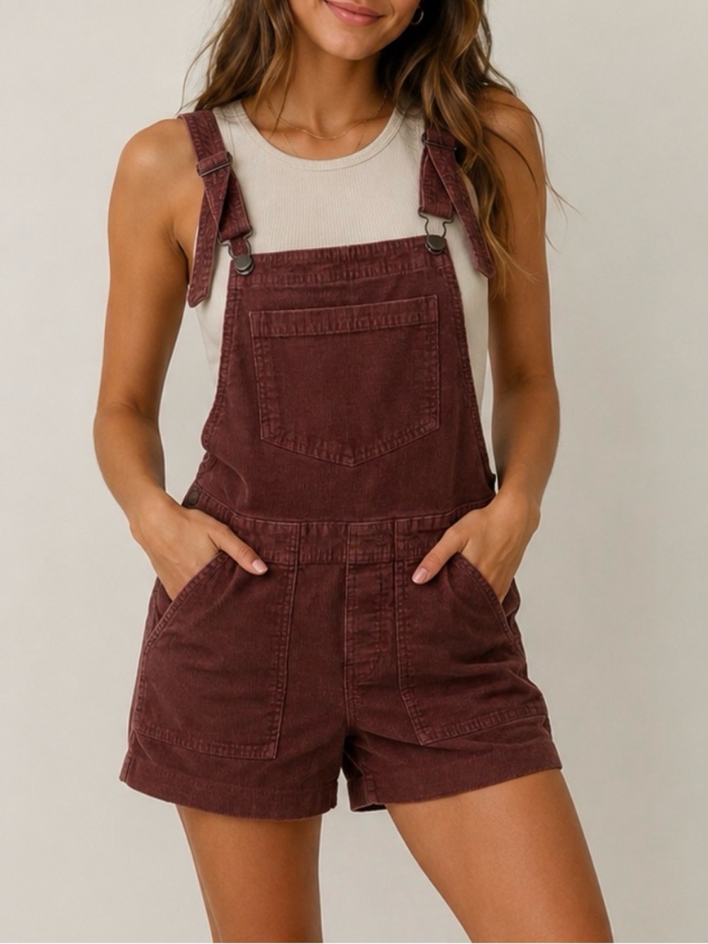 💚AERIE Corduroy Short Overalls Size xs